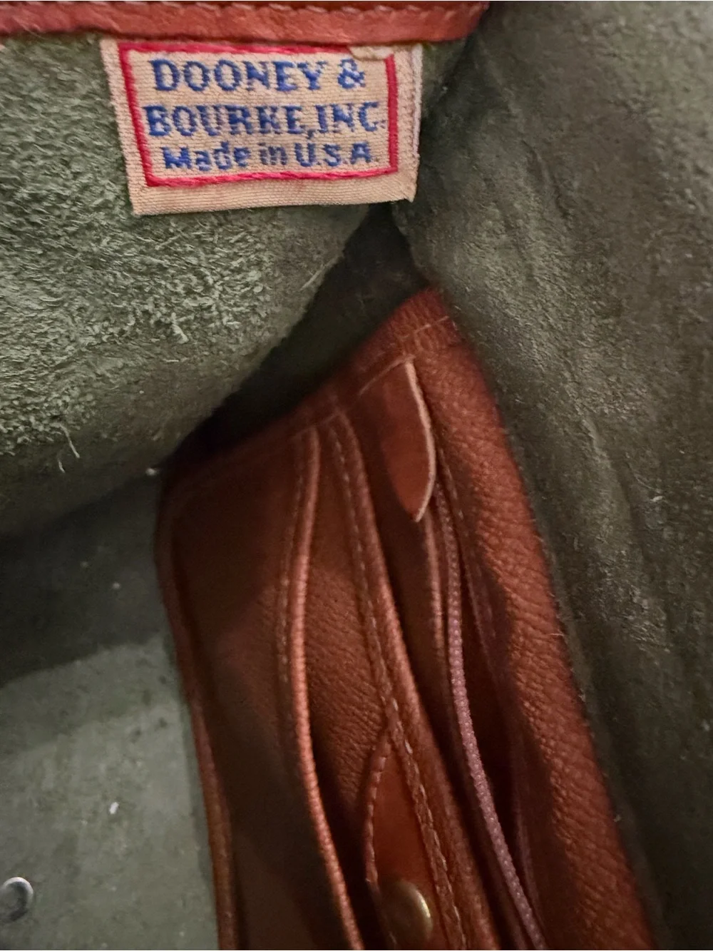 Vintage Dooney & Bourke Green All Weather Leather Essex Crossbody Purse